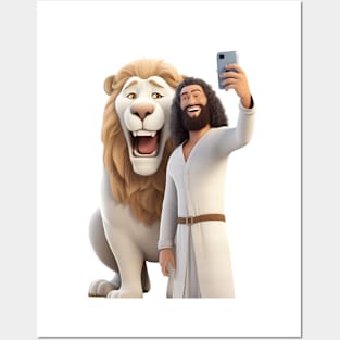 The Lion and the Lamb: Selfie of the Lion of Judah Posters and Art